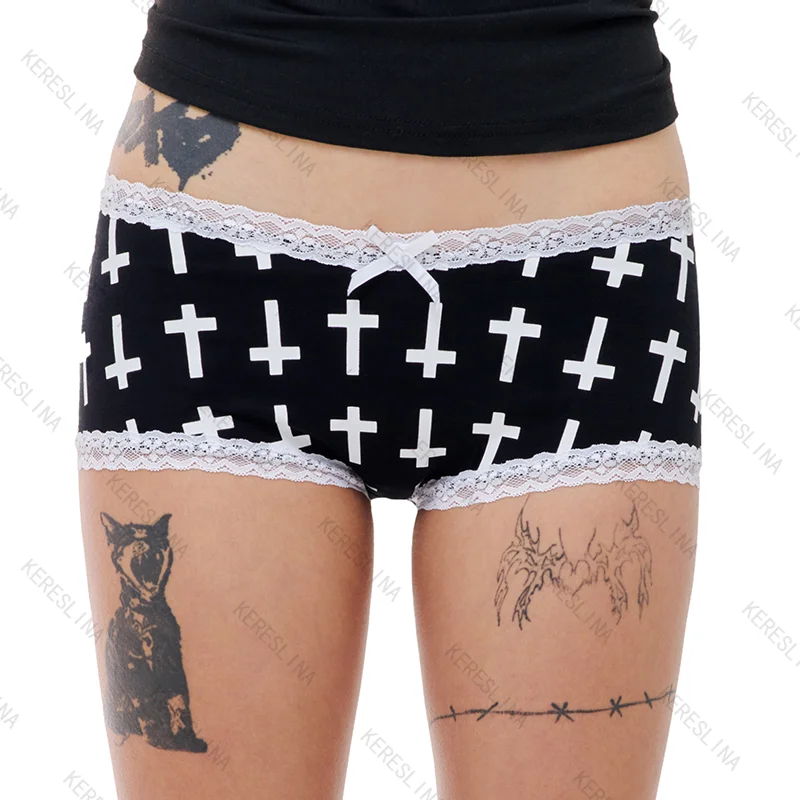 Punk hip-hop rock sexy spicy girls style lace bow mini shorts summer Europe and America trendy fashionable versatile mini shorts