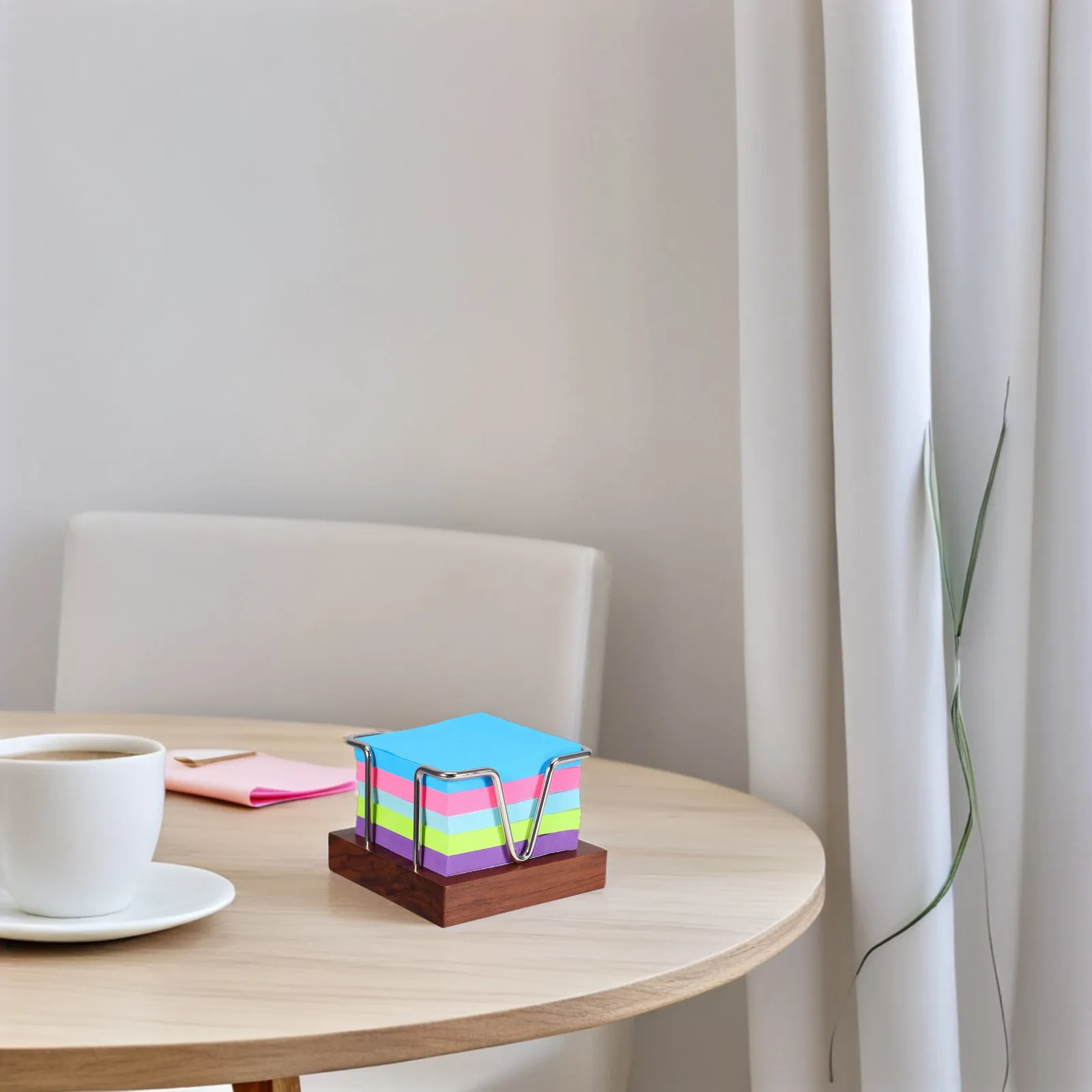 Wooden Note Holder Compact Desk Organizer Minimalist Hollowout Design Note Pads Holder Office Desktop Accessories