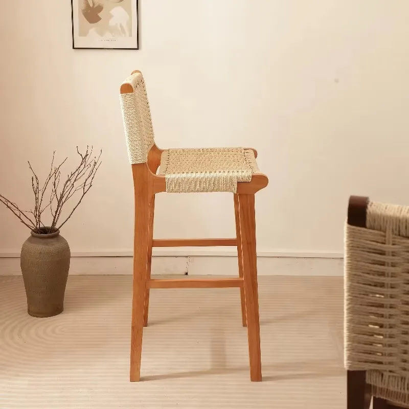 

Тканевые деревянные барные стулья в минималистичном современном скандинавском стиле для дома, с высокой спинкой, дизайнерские банкетки, мебель для дома