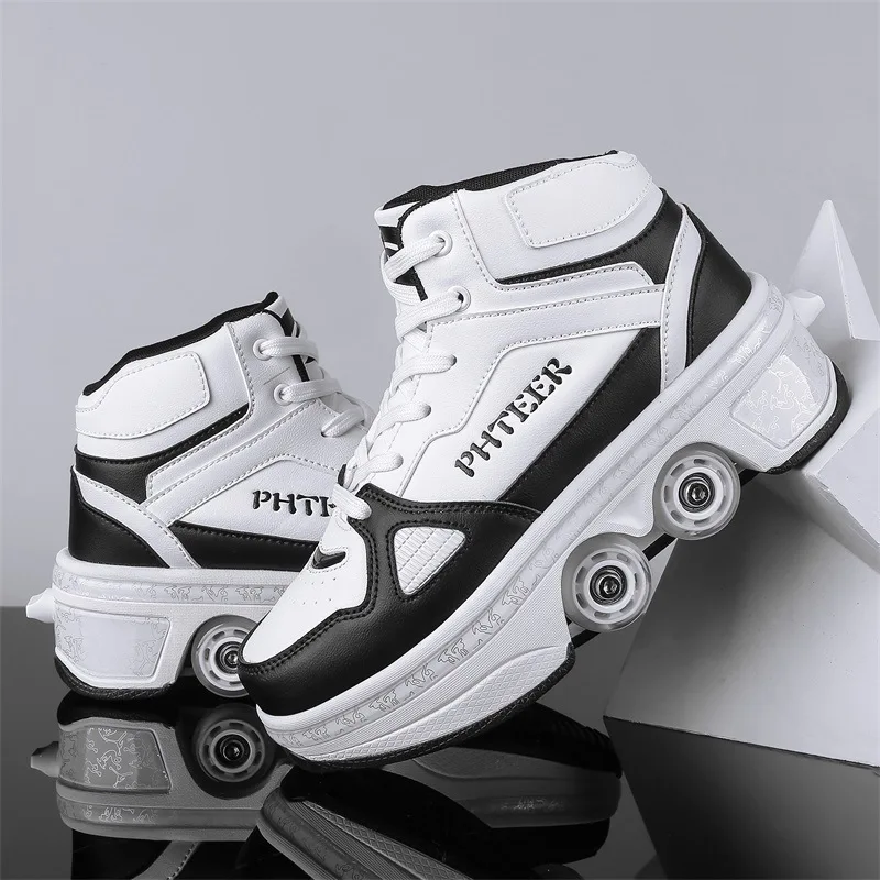 Nueva deformación Parkour zapatos 4 zapatos de patinaje sobre ruedas niños adultos zapatillas Unisex calle urbana Fitness FSK Quad patinaje zapatos