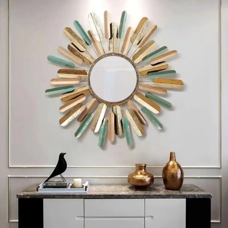 

80 см, высокое качество, роскошный домашний настенный железный художественный декоративный большой металлический каркас для макияжа, зеркало для гостиной