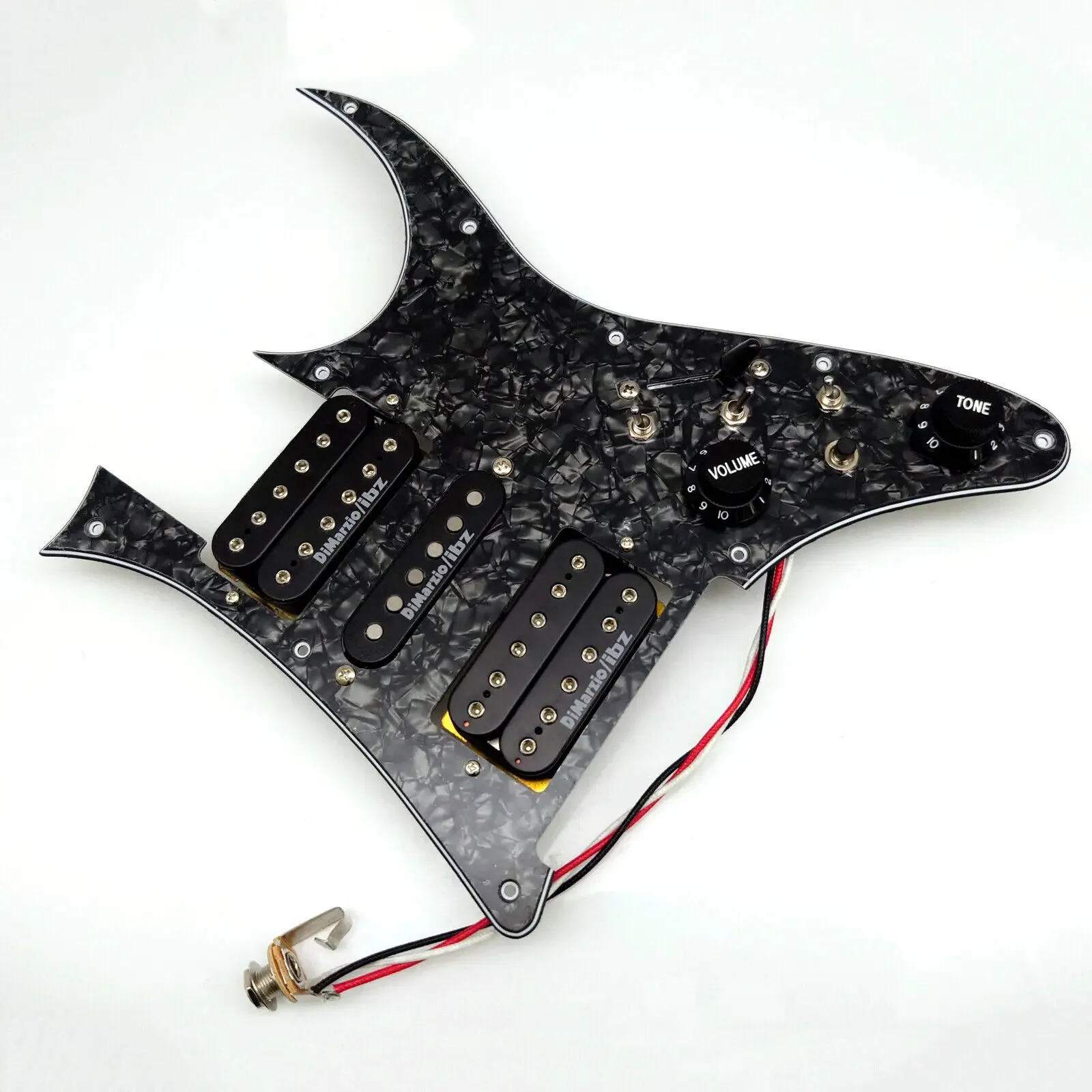 Prewired Guitar Pickguard Set, HSH Humbucker Pickups Pickguard Set Black Pearl for Electric Guitar Replacement Parts