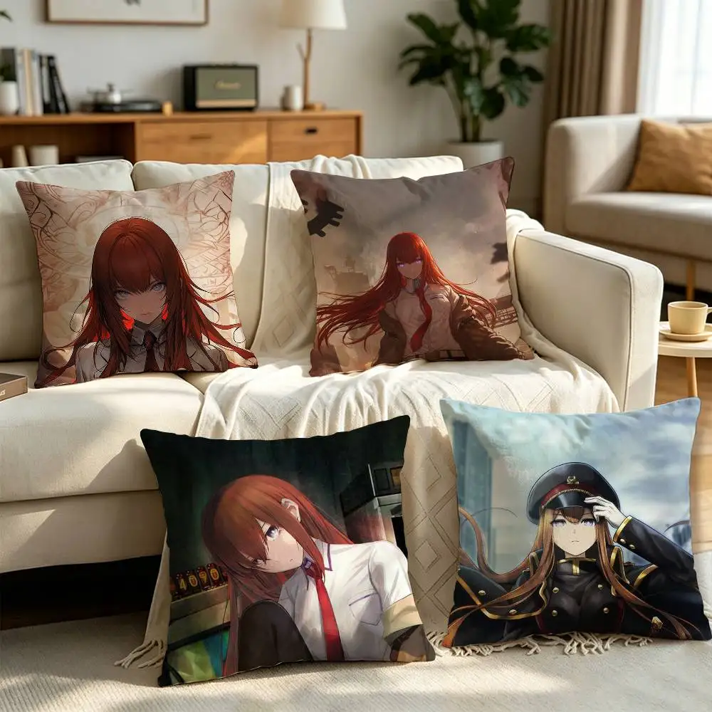 

Makise Kurisu Pillow cover Simple solid color design Surprise For Multiple Bedroom Styles.