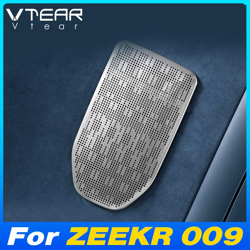 Vtear Car Roof Microphone Speaker Frame Cover Sticker Decoration Interior Stainless Steel Accessories For ZEEKR 009 WE ME 2024