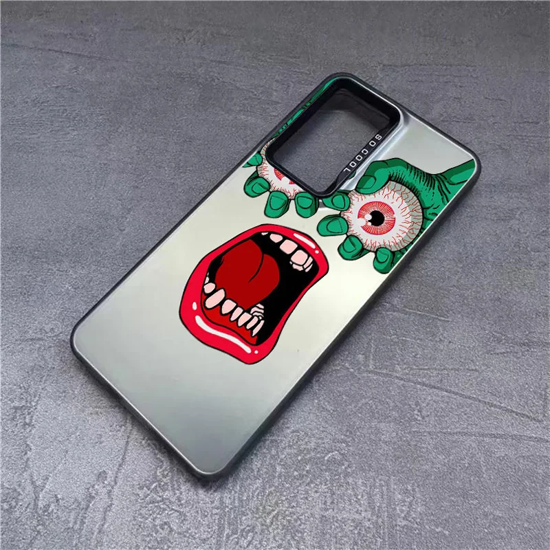 Para Samsung S21 S23 S24 FE S25 S24 S23 S22 Ultra Plus funda de teléfono láser rojo verde ojos divertidos fundas protectoras traseras a prueba de golpes
