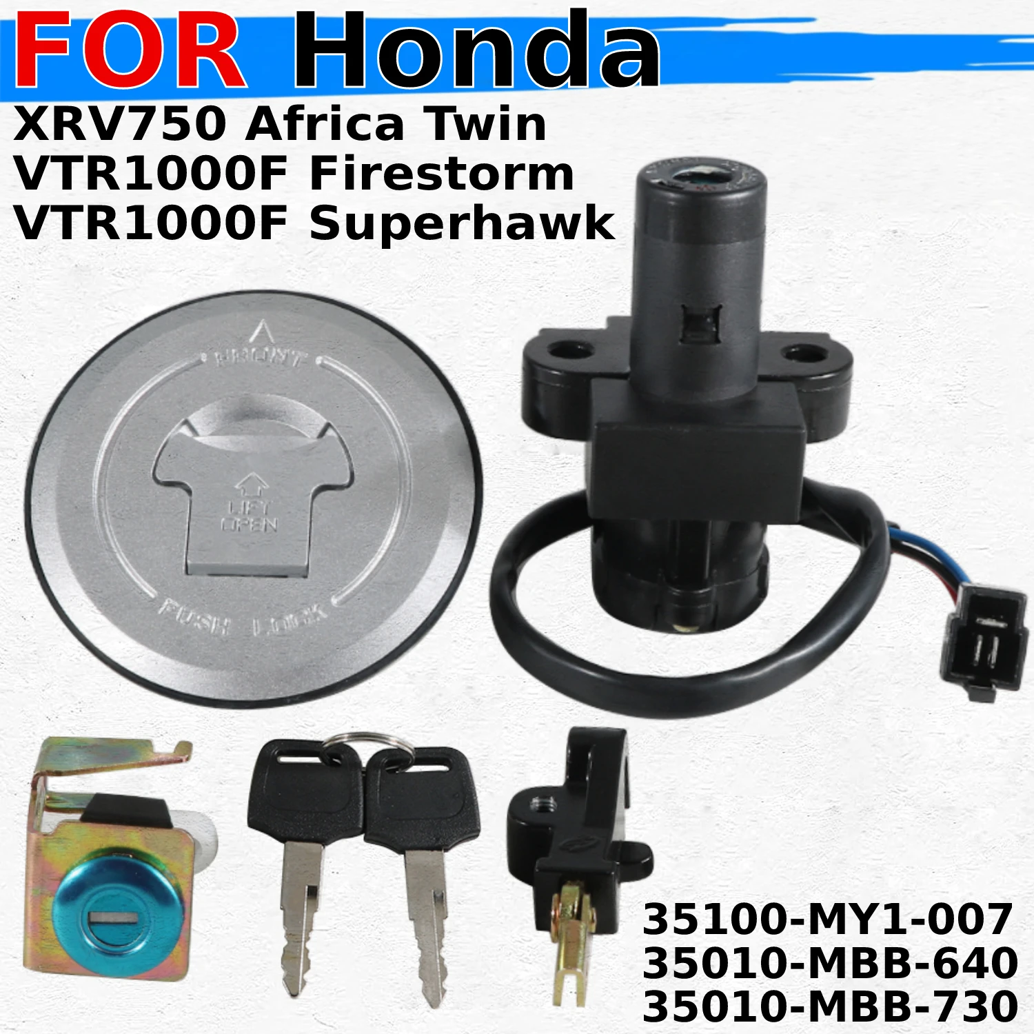 

Fits for Honda XRV750 Africa Twin / VTR1000 / VTR1000F Firestorm Superhawk Motorcycle Ignition Switch Fuel Gas Cap Seat Lock Key