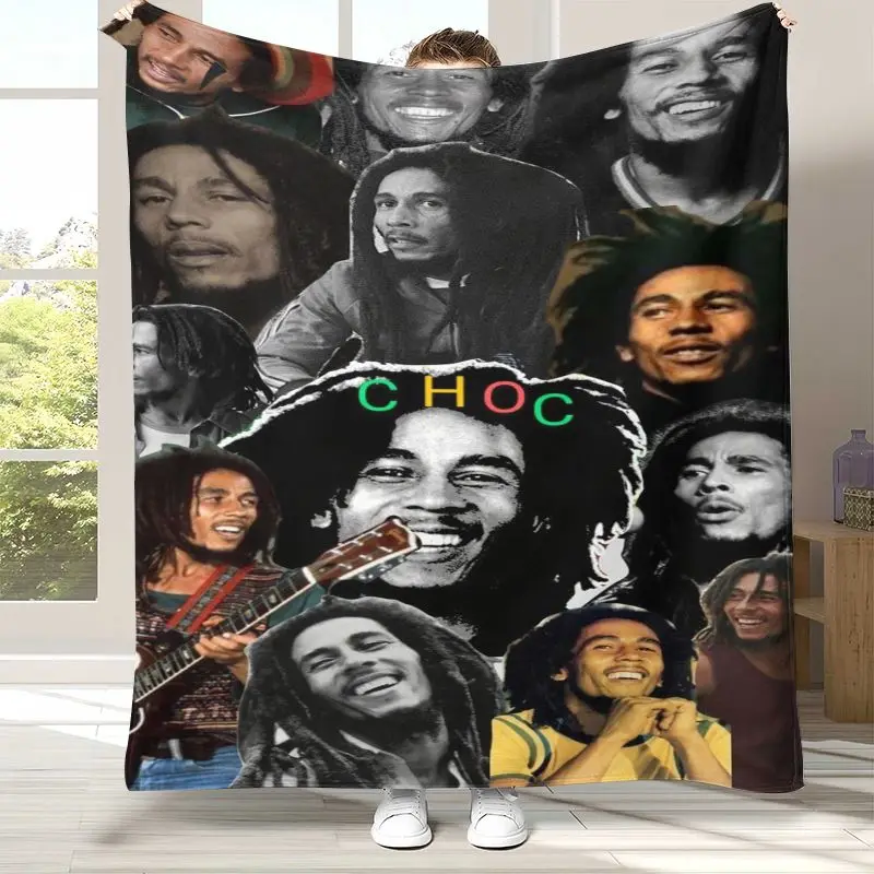 3D Reggae Music Bob Marley Rasta Color Soft Flannel Throw Blanket,Cozy Warm Blanket for Bed,Sofa,Living Room,Camping,Home Decor