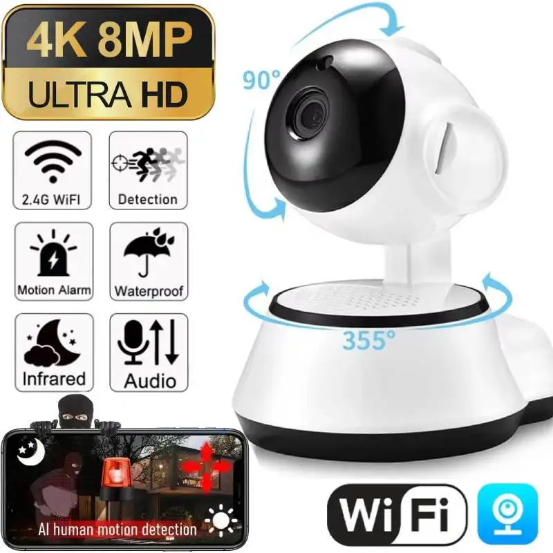 

8MP IP WiFi Camera HD Cloud Smart Home Wireless Intelligent Auto Tracking of Human Surveillance Cam CCTV Network Wifi Camera