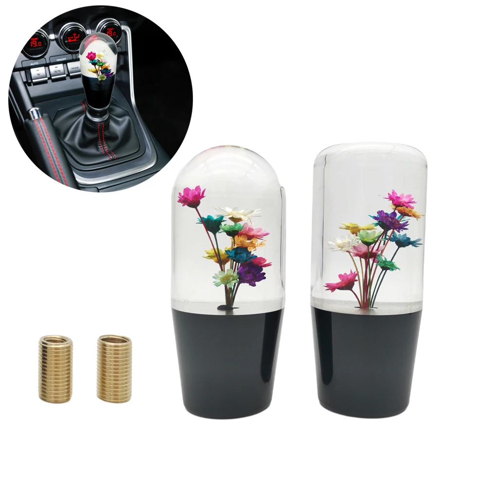 JDM Flowers Shift Knob JDM Tuning Modified Parts Cars Crystal Transparent Shift Knob Gearbox Handle 10cm