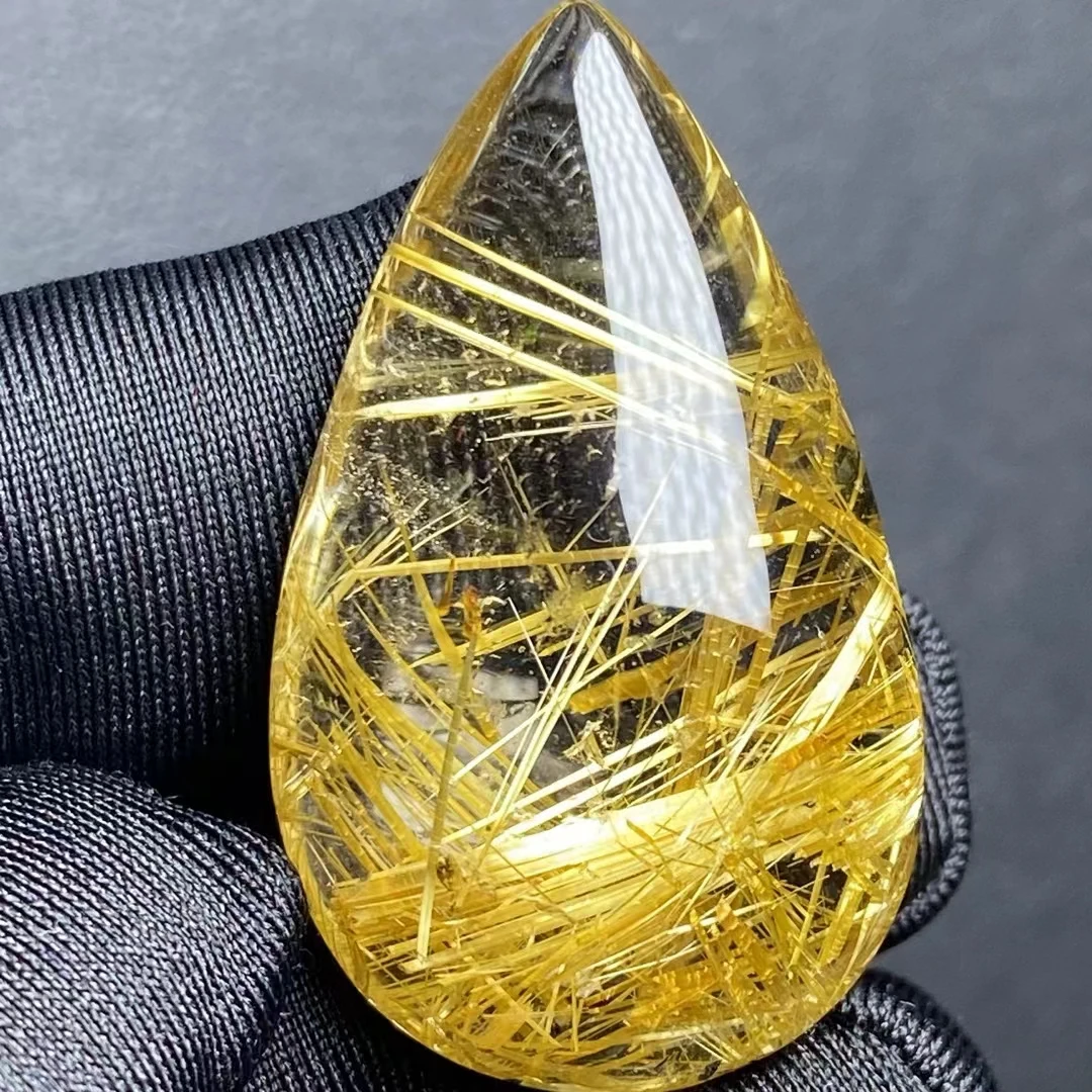 Natural Gold Rutilated Quartz Pendant Rutilated Quartz Jewelry 36*21*11mm Men Women Brazil AAAAAAA