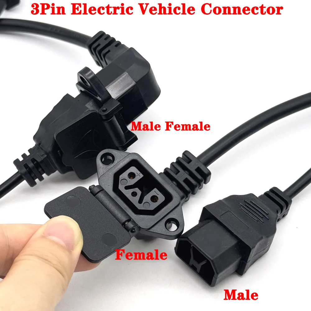 

3pin Electric Scooter Charging Cable 3-pin Male Plug/female Socket Conversion Jack with Cable Battery Power Conversion Cable