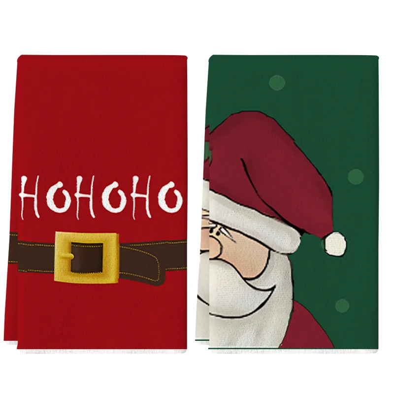 

2Pcs, Santa Claus Kitchen Towels with Belt, 40Cm*60Cm Towel Set, Super Absorbent Soft Cleaning Cloth, Cooking Baking Tea Towel, Hand Towel, Cleaning Cloth, Dishcloth Kitchen Decoration, Living Room Decoration, Kitchen Essentials, Home Essentials