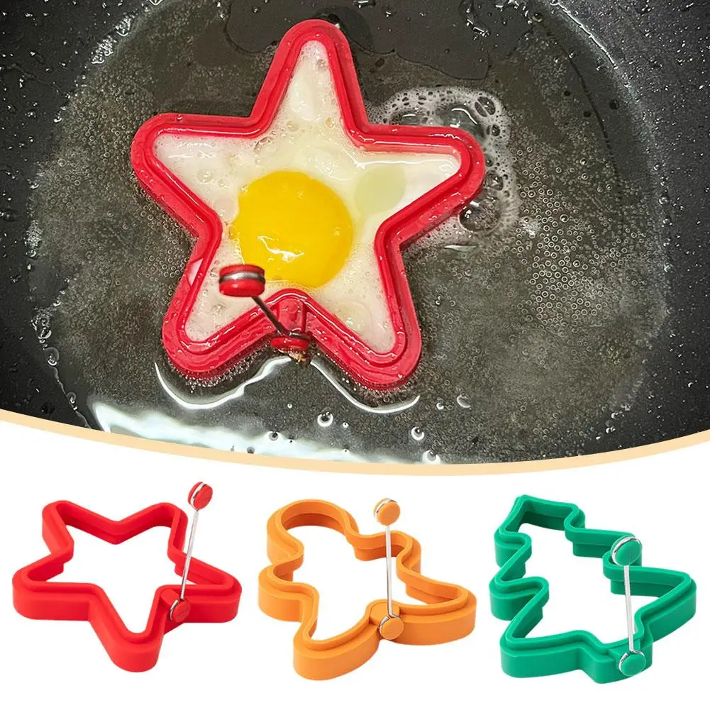 Christmas Pancake Mold Star Christmas Tree Gingerbread Cooker Omelette Tool Silicone Cooking Non-stick Man Maker Egg Shaped C9X1