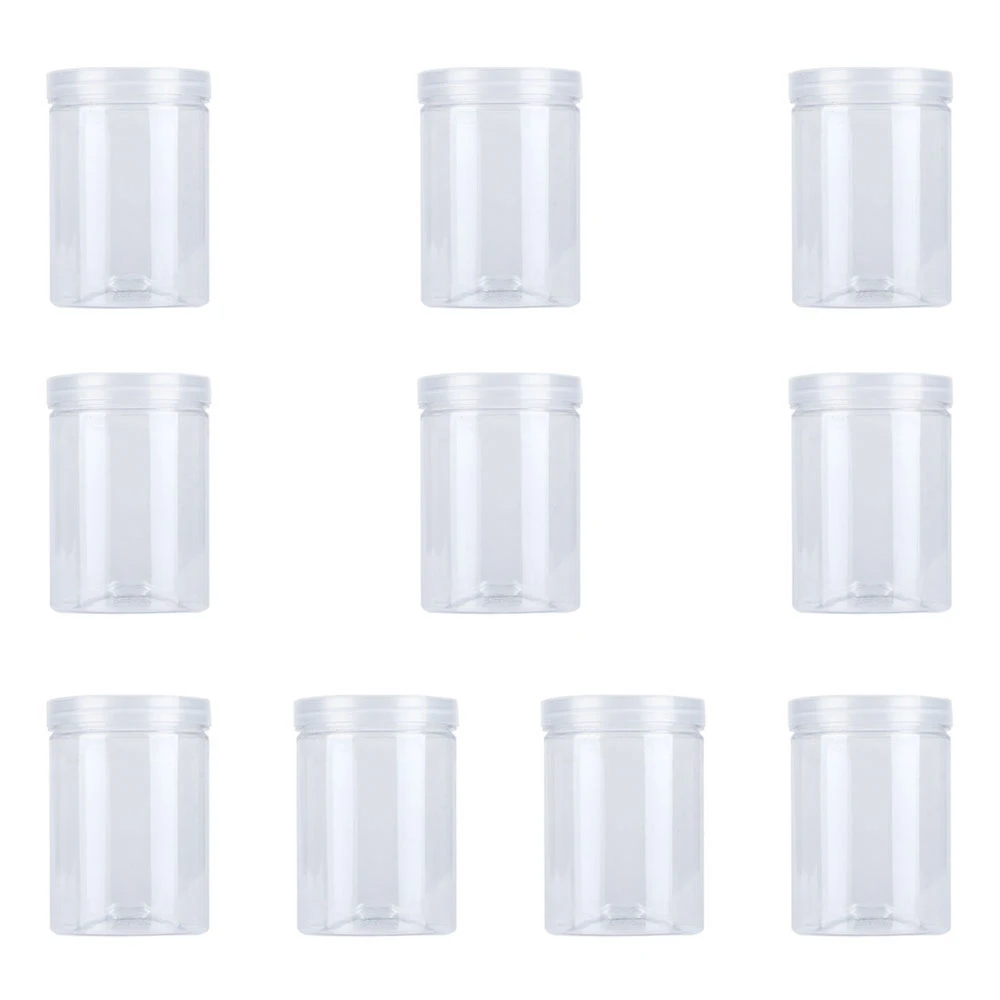 10 Pcs 500Ml Food Jar Sealed Transparent Plastic Kitchen Can Snacks Containers with Lid for Candy Cookies Scented Tea