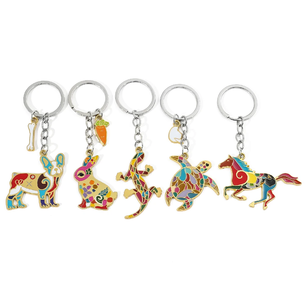 Metal Horse Keychain for Women, Rabbit, lizard, Tortoise, Key Ring, Unique Animal Jewelry, Girls Teens Bag, Car Charms, 1Pc