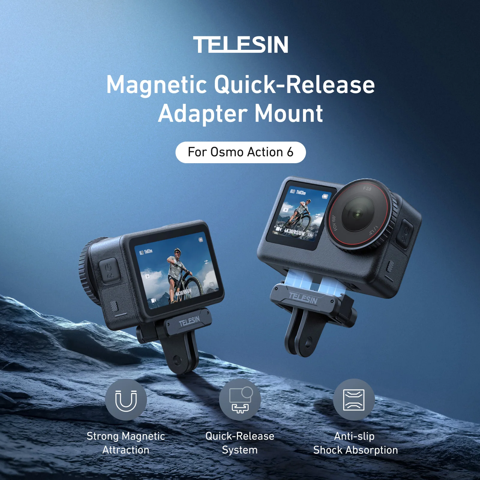 TELESIN Für DJI OSMO Action 6 Qucik Release Magnetische Zwei Klaue Adapter Halterung Zubehör Dual Klaue Schnittstelle
