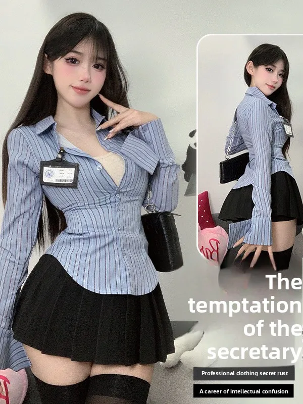 

Американский комплект Sle20 orm, женский облегающий длинный све в полоску, Pure Desire College Sle Design, сексуальный блуз с застежкой на талии...