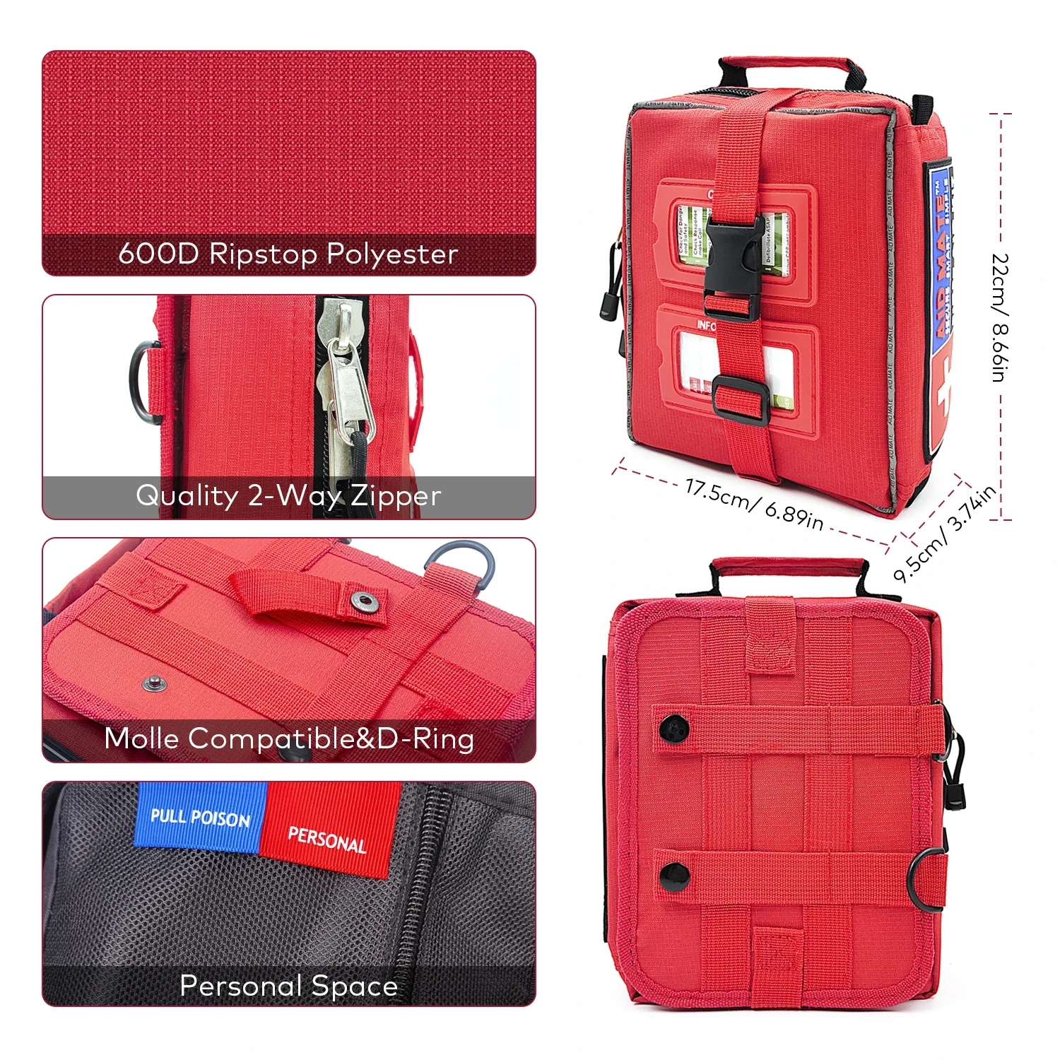 165Pcs / Empty First Aid Kit Car Medical Storage Bag Emergency Trauma Survival Molle Kit for Camping Hiking Travel Essentials