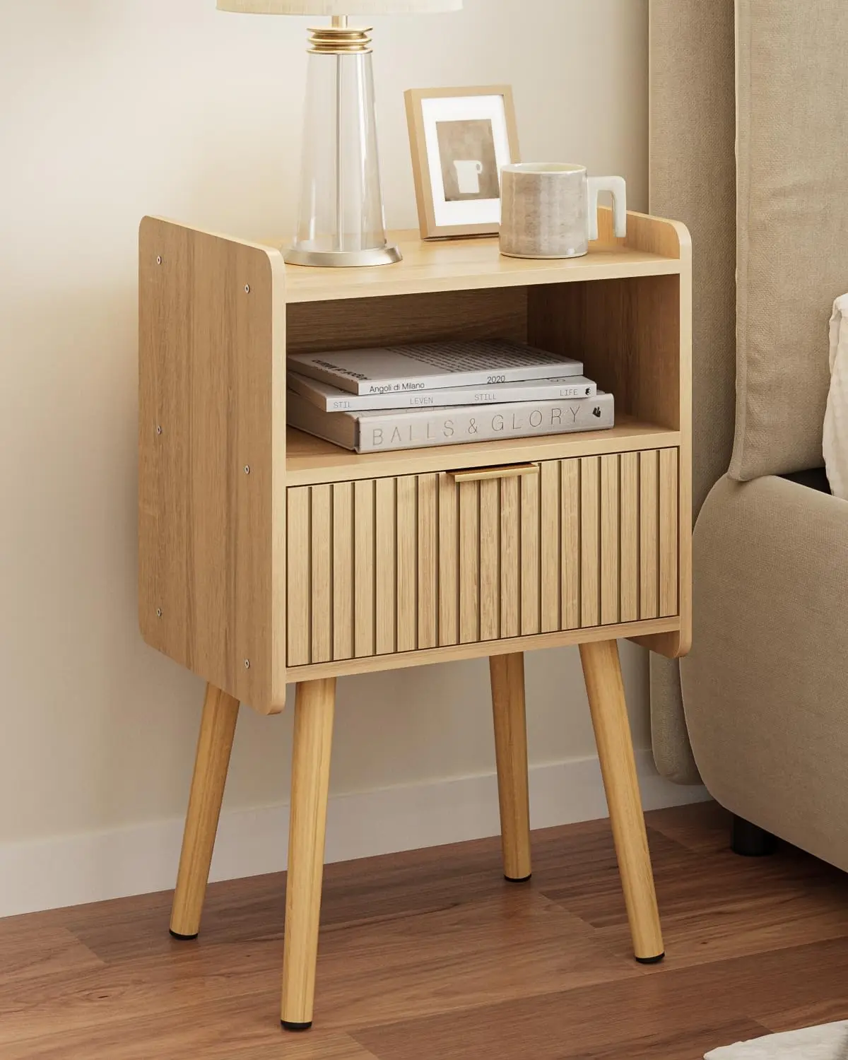 

Night Stand,Modern Side Table, Wood Nightstand, Bedside Table With Storage Drawer End Table For Bedroom,Living Room,Office,Oak