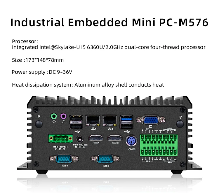 Venda Flashless linux ubuntu industrial incorporado mini pc m576 intel celeron j1900 4gb ddr3l 128gb ssd com wifi 2 * lan 2 * com