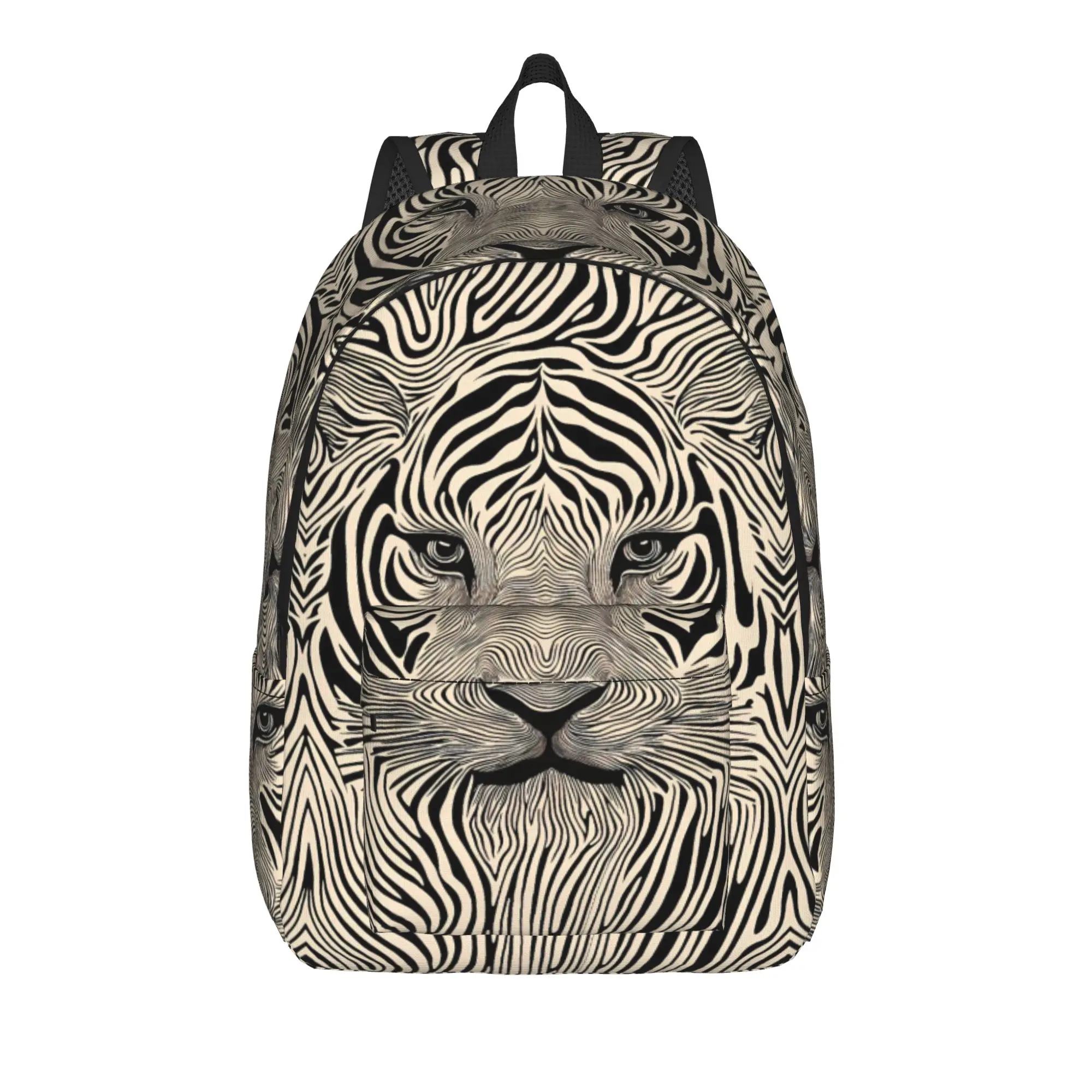 Graffiti Tiger Portrait Backpack Colorful Geometry 3D Print Soft Backpacks Polyester High School Bags Cycling Designer Rucksack