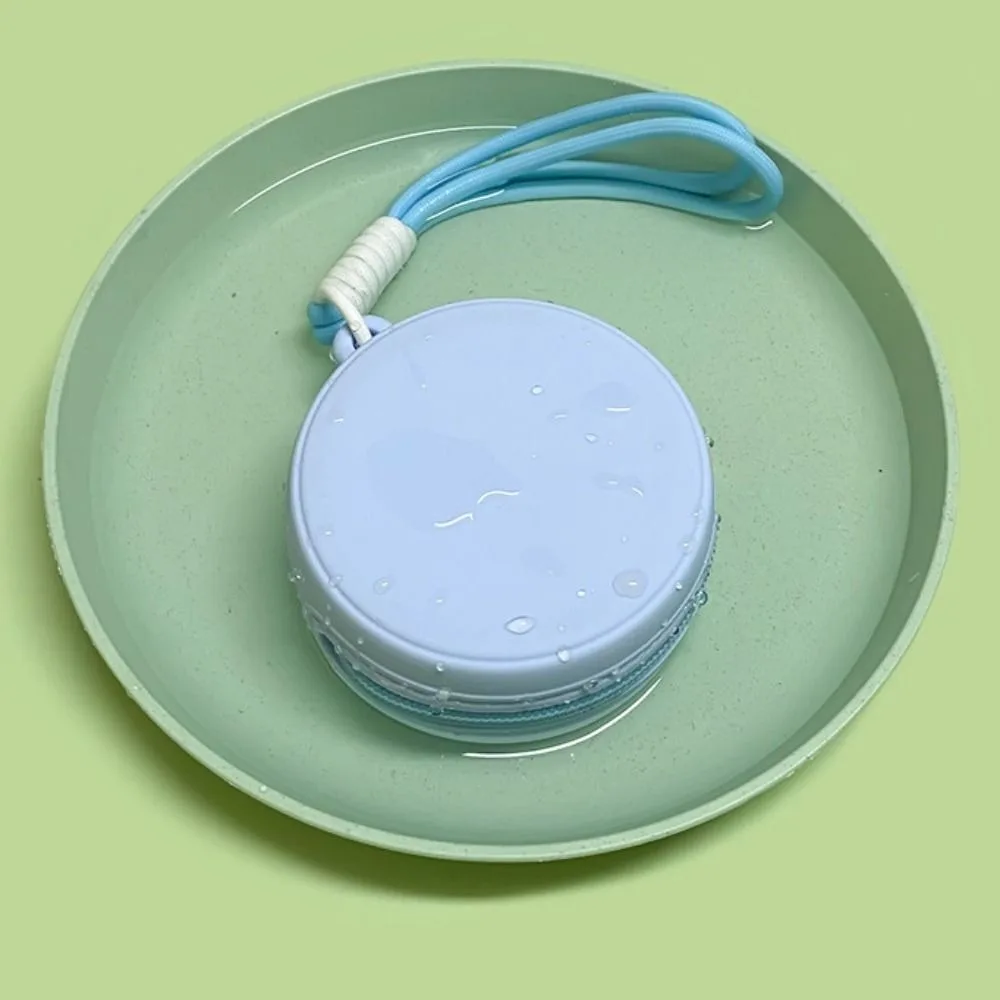 Small Size Silicone Earphone Bag Waterproof Round Shape Multifunctional Storage Bag Zipper Closure with Rope Zipper Coin Purse