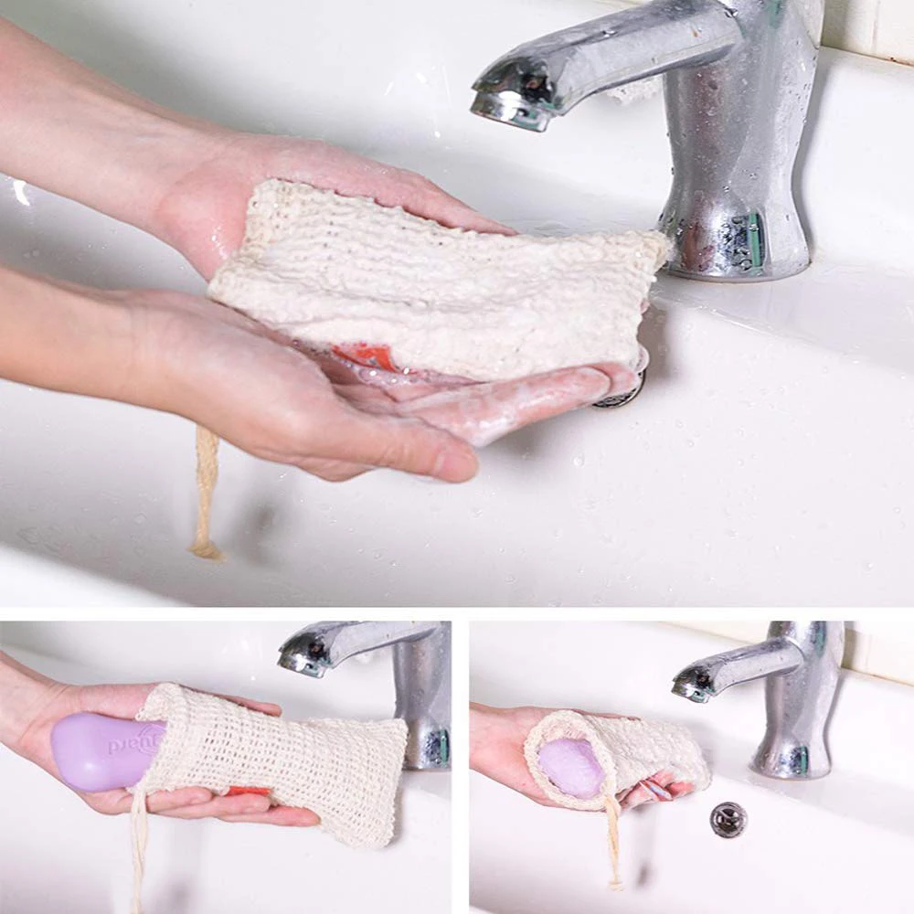 10/5/2pcs Handmade Foaming Net Soap Bag Natural Cotton And Linen Foaming Net Mesh Bags Anti-slip Bath Brushes Bathroom Products