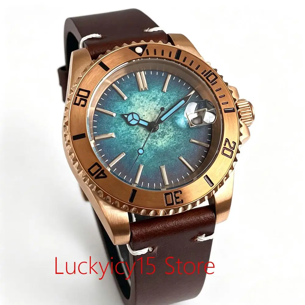 Tandorio Solid Real Cusn8 Bronze Japan NH35A Automatic Men Watch Gradient Blue/Green Face Sapphire Glass 20ATM 120 Clicks Bezel