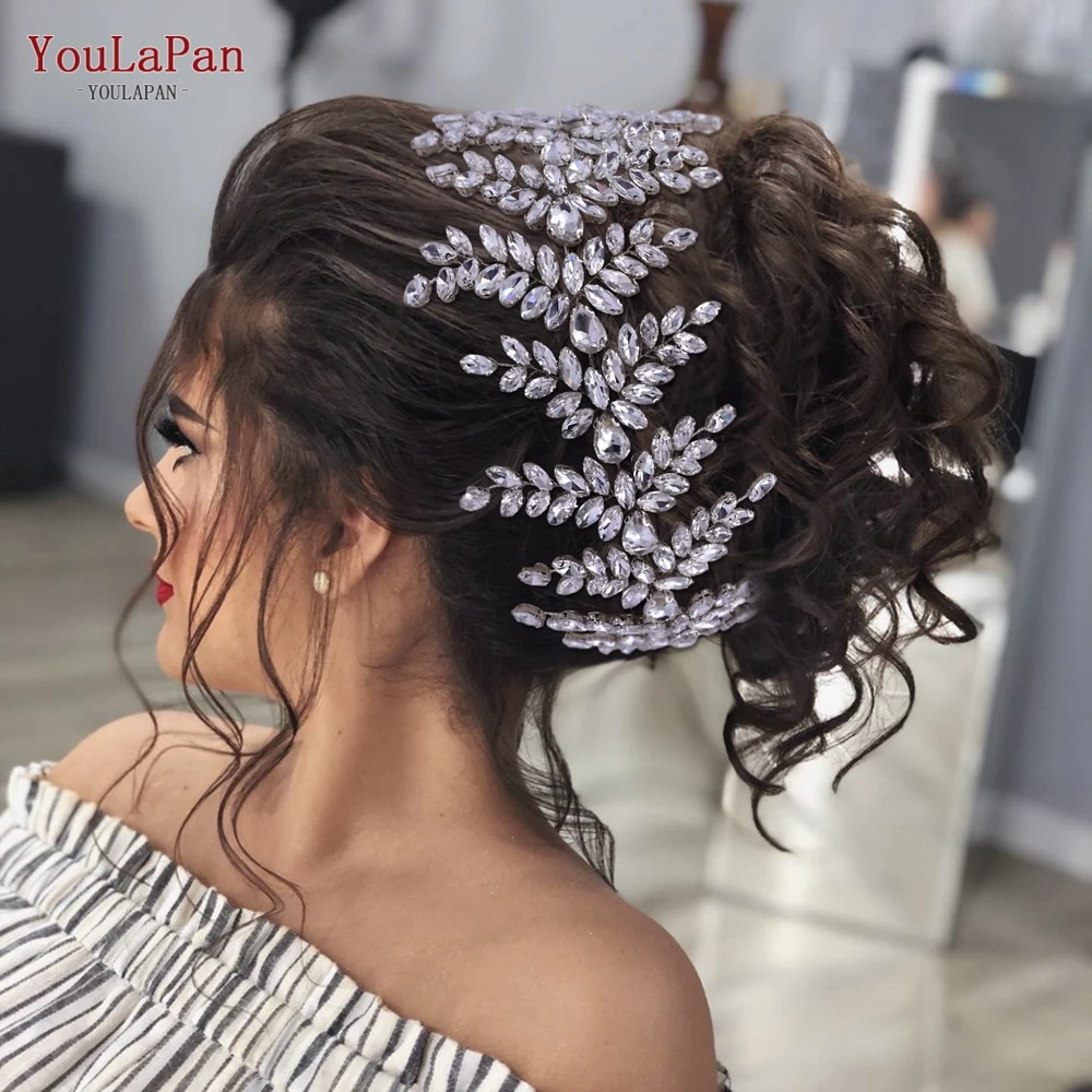 

YouLaPan HP439 Fashion Bridal Headband Wedding Hair Accessories Bride Crown Women Event Headwear Crystal Leaf Hair Ornament