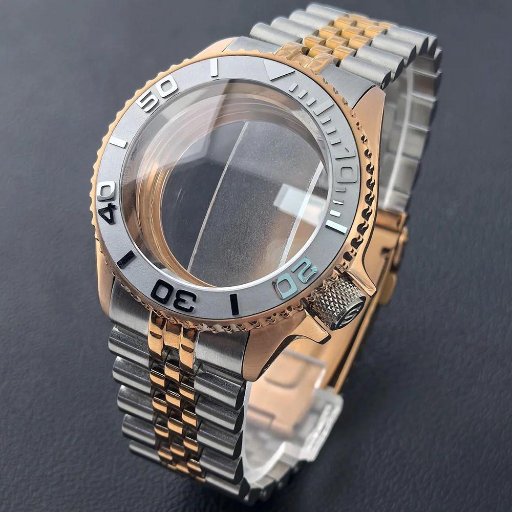 

Высококачественный корпус для мужских часов 42 мм, сталь, розовое золото, механизм NH35, сапфировое стекло, аксессуары для часов, совместимые с NH34, NH36