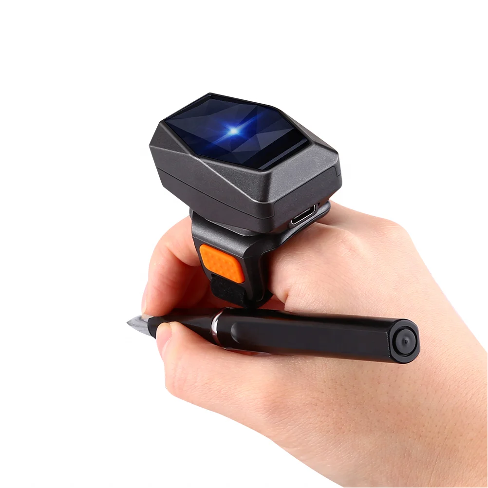 Good Performance Blue Tooth Finger Ring Bar Code Reader with Display 1D 2D Wireless Portable Barcode Ring Scanner