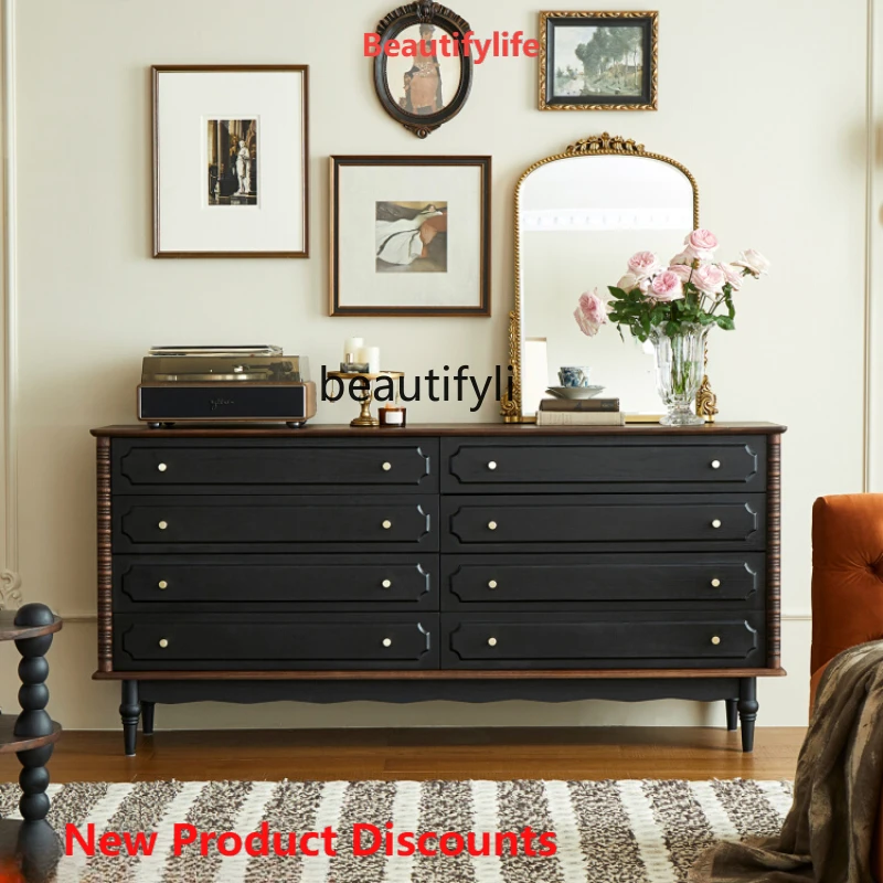 

Французский комод из цельного дерева, американский ретро шкафчик для хранения, шкаф для хранения задней бабки