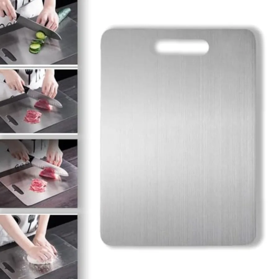 

Oversized Titanium Cutting Board for Kitchen Double Sided Medical-grade Non-stick Chopping Mat in Silver 23.6 x 15.7inch Upgrad