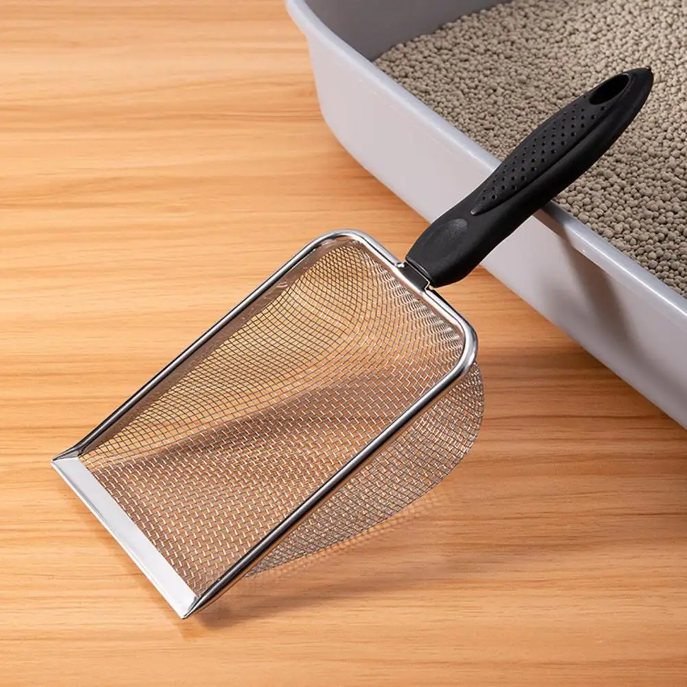 Effort-saving Pet Cleaner Stainless Steel Cat Litter Scoop with Fine Mesh Sieve for Pet Feces Sand Substrate Scoop for Cat