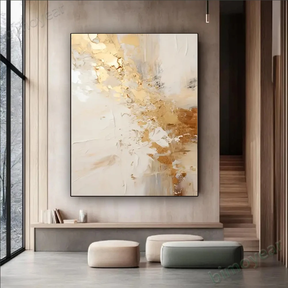 

100% hand drawn gold foil abstract oil painting original wall painting home living room decoration paint interior aesthetics