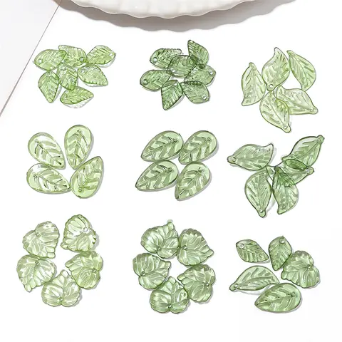 10/50Pcs 아크릴 미니 나무 잎 구슬 독특한 느슨한 구슬 수제 DIY 만들기 보석 귀걸이 목걸이 액세서리 재료
