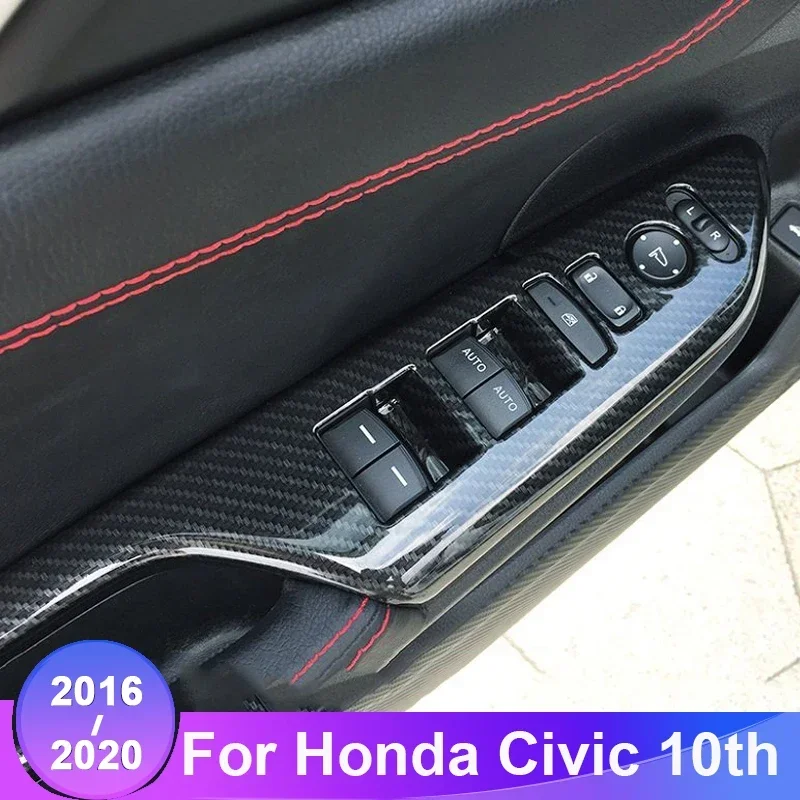 

Накладки на панель коробки передач и приборную панель, внутренние декоративные накладки на боковины для Honda Civic 10-го поколения 2016-2020 годов