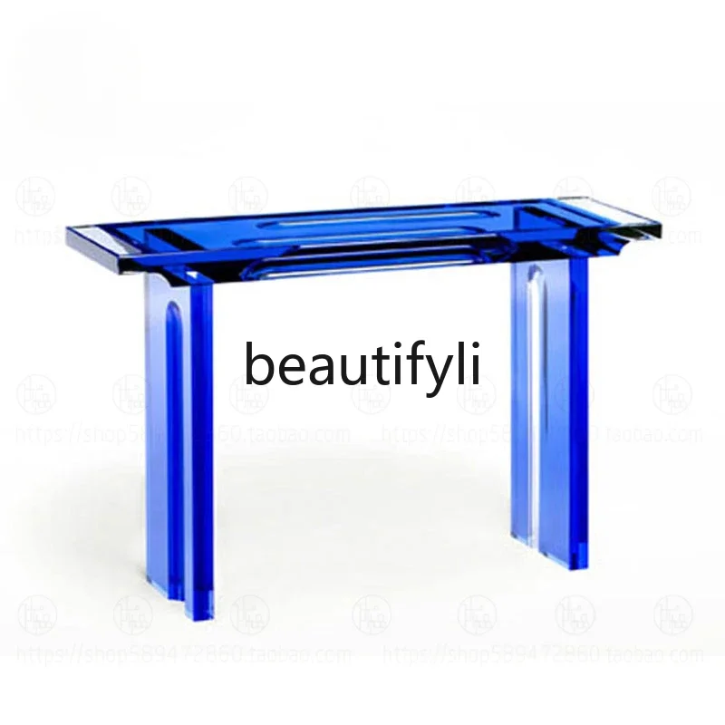 

Entrance table against the wall strip light luxury color simple end view table