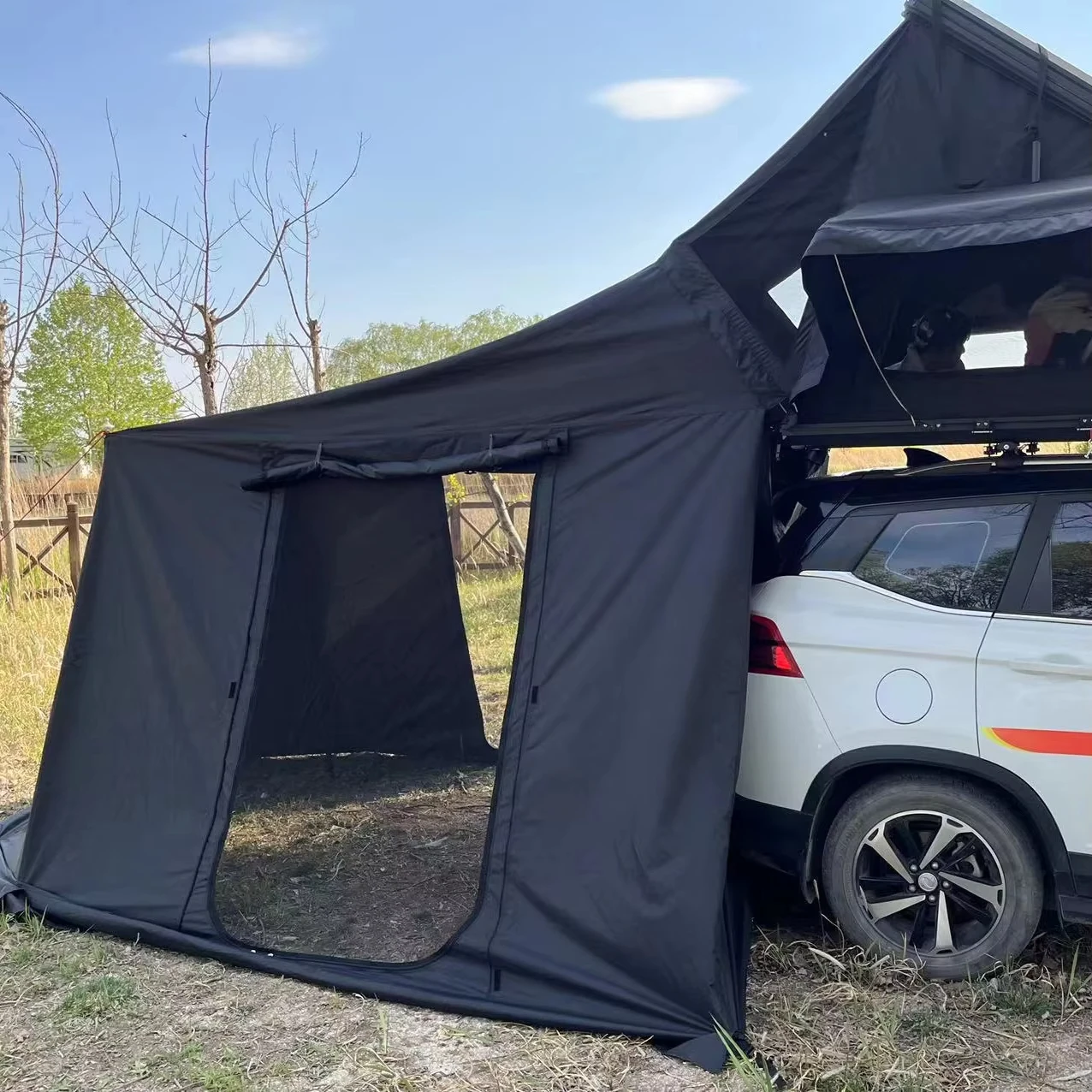 Car Tent 4 Person Aluminum Black Hardtop Dachzelt Hardshell Roof Top Tent with Annex Room Camping Outdoor Equipment