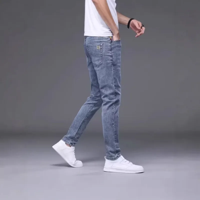 2026 New Spring Summer Men Blue Denim Jeans Comfort Breathable Slim Fit Tapered Casual Pants Jeans for Men