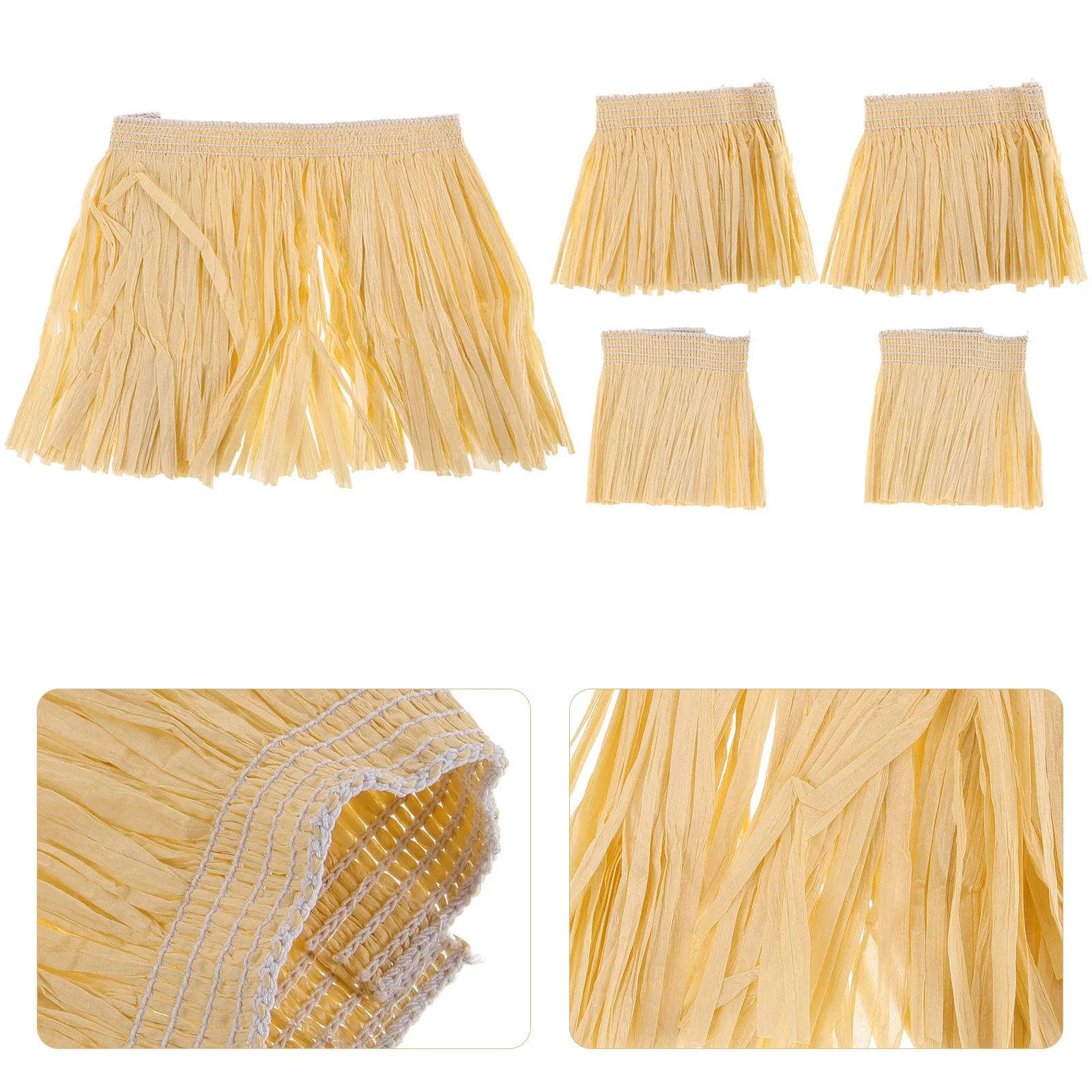 

2Sets Hawaiian Raffia Hula Skirt Costume for Men Women Stage Show Theme Party Tassel Props Lightweight Luau Dress