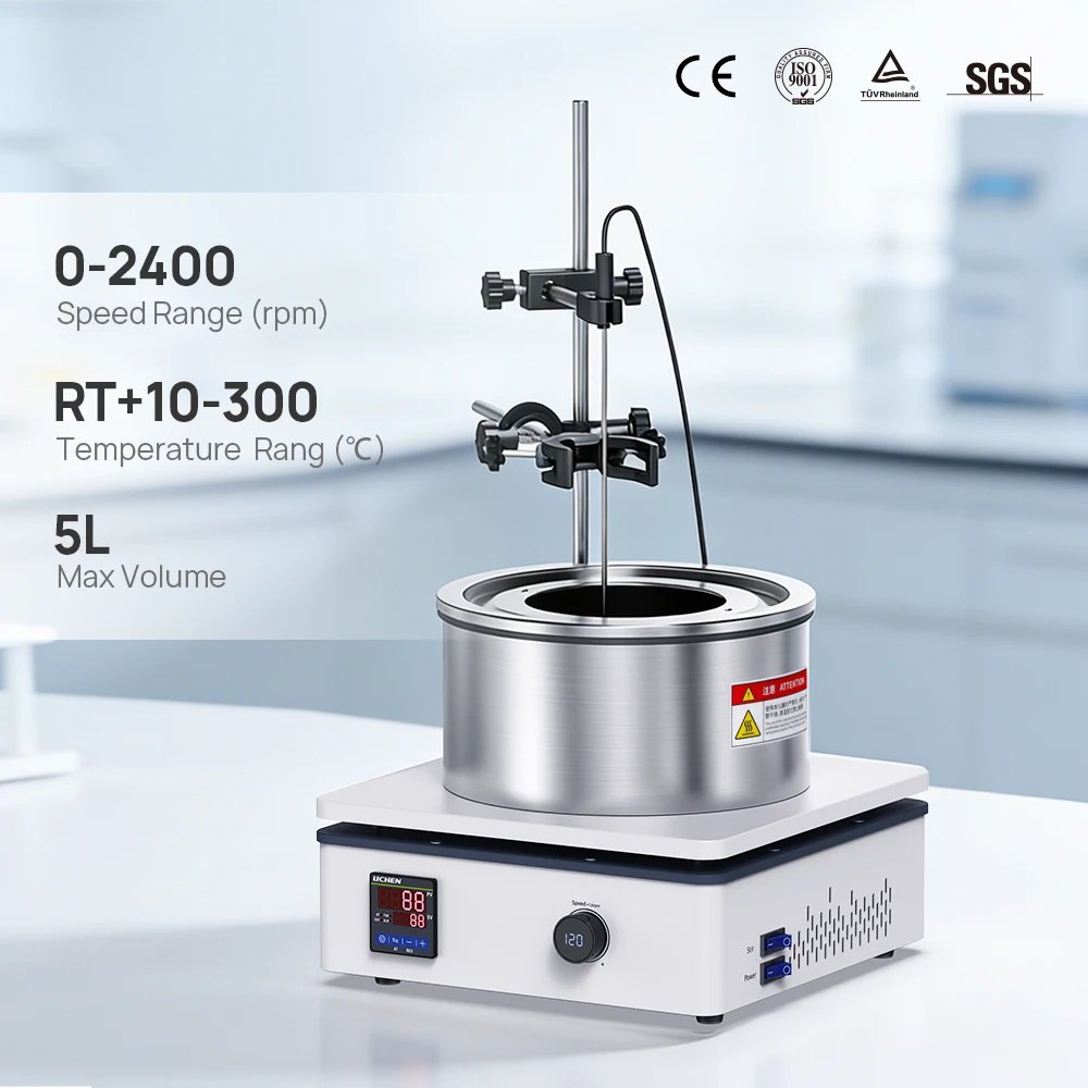 LICHEN Oil Bath Heater, LED Control & Stirring Function, RT+10~300°C / 5L, Lab Chemical Synthesis-OB Series