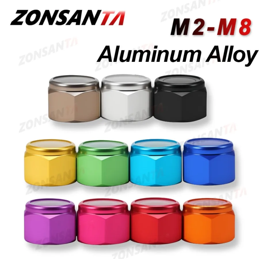 M2 M2.5 M3 M4 M5 M6 M8 Anodized Multi-color Colourful Aluminum Alloy Nylon Lock Nut Hex Anti-loosening Nut For RC