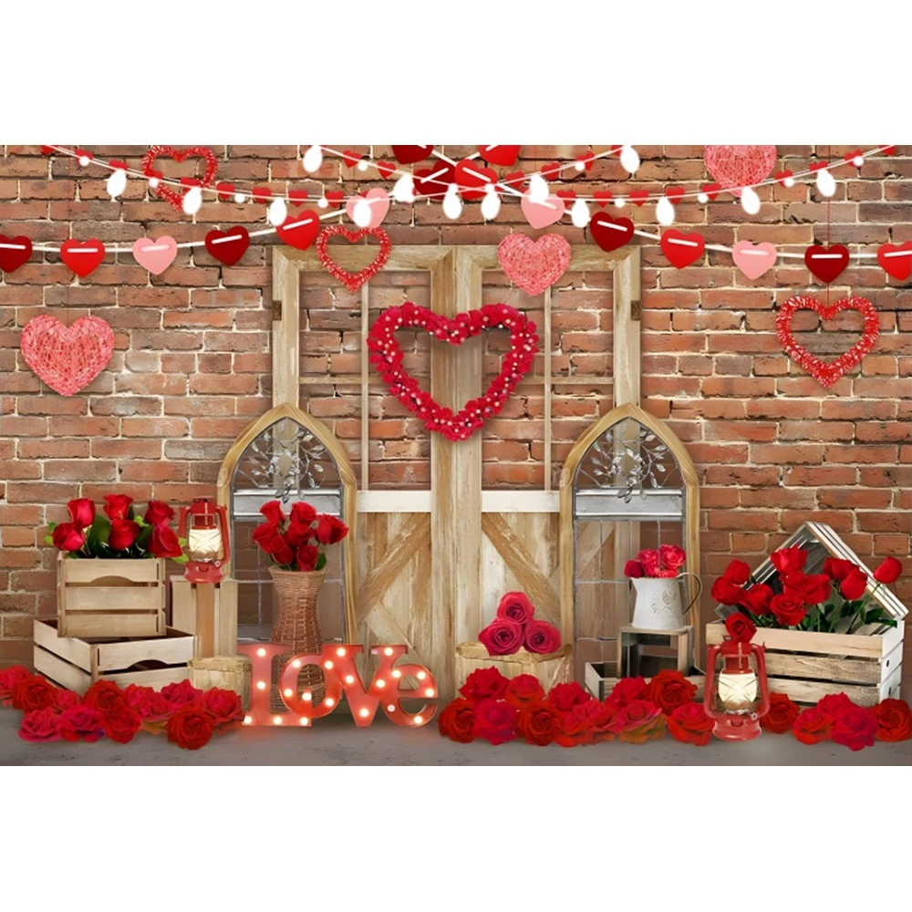 February 14 Valentine's Day Couple Party Decor Backdrops Photography Rose Flowers Anniversary Portrait Background Photo Studio