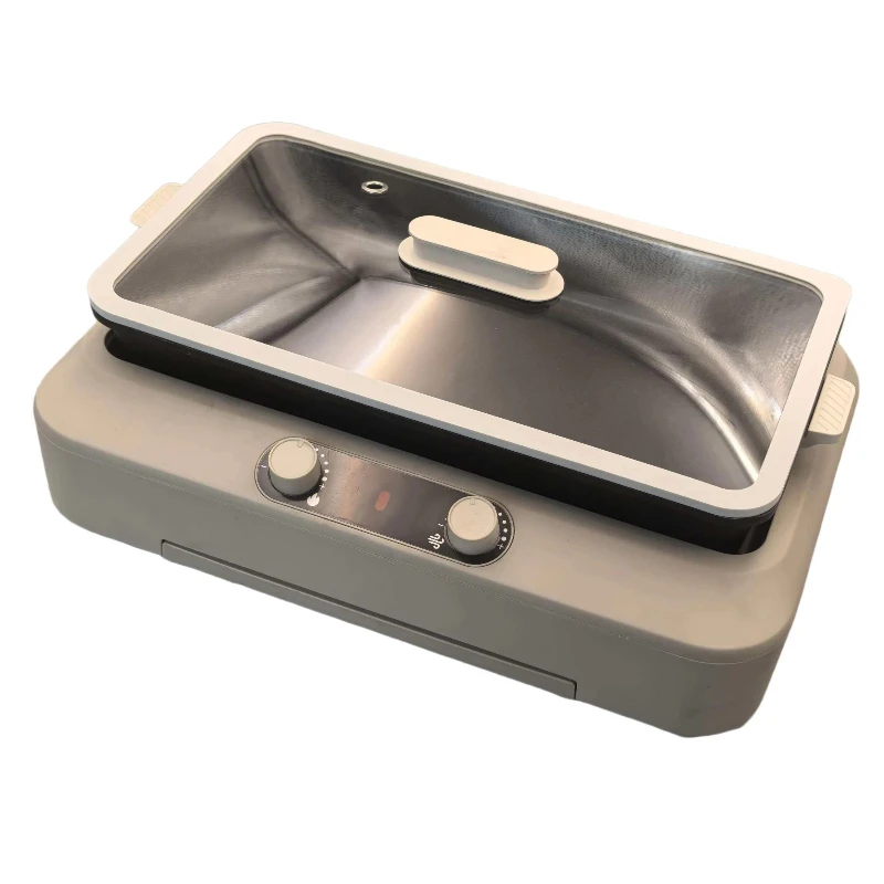 

No messy electric barbecue pan, non-stick PTFE coating, adjustable temperature control, digital display, removable oil pan
