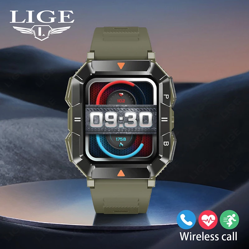 LIGE 2026 Health Monitoring Men's Smart Watch LED Flashlight Outdoor Sports Smart Watch Wristwatch Smart Watches For Android IOS