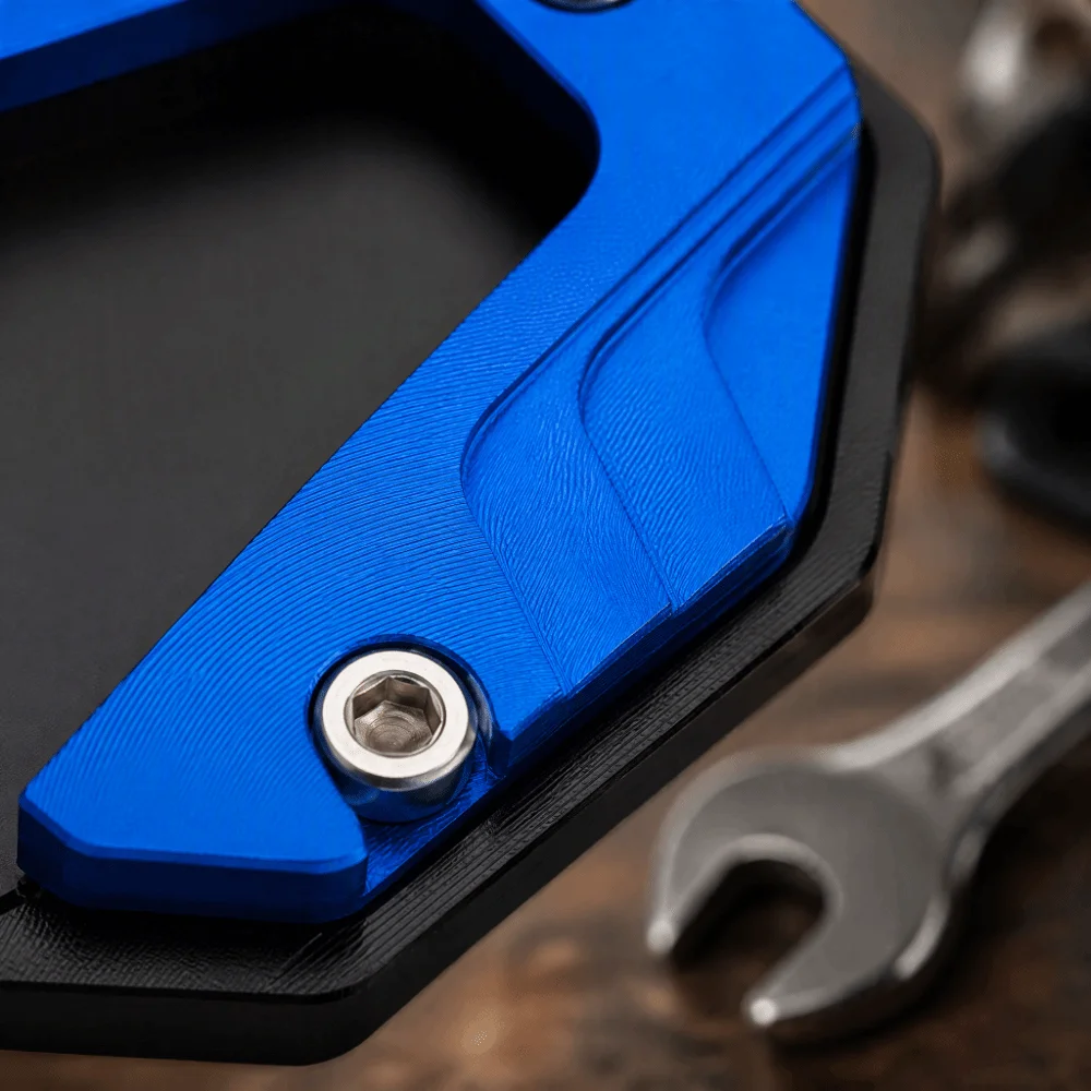 Aluminum Alloy Motorcycle Side Stand Plate Blue/Red Universal Fit Kickstand Pad Plate High Strength Extension Design