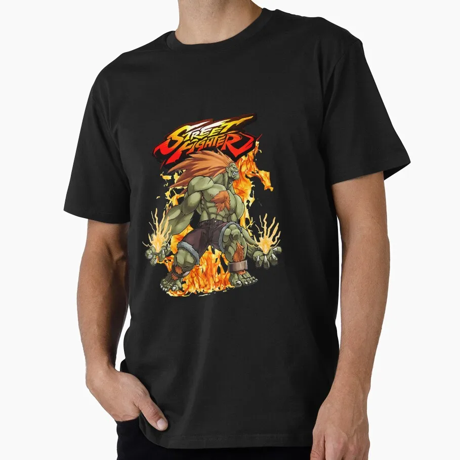 

Blanka Is The Beast! 80s vintga videogame Gift t shirt 100% cotton print Street Fighter Graphic clothes All size Tops S-6XL