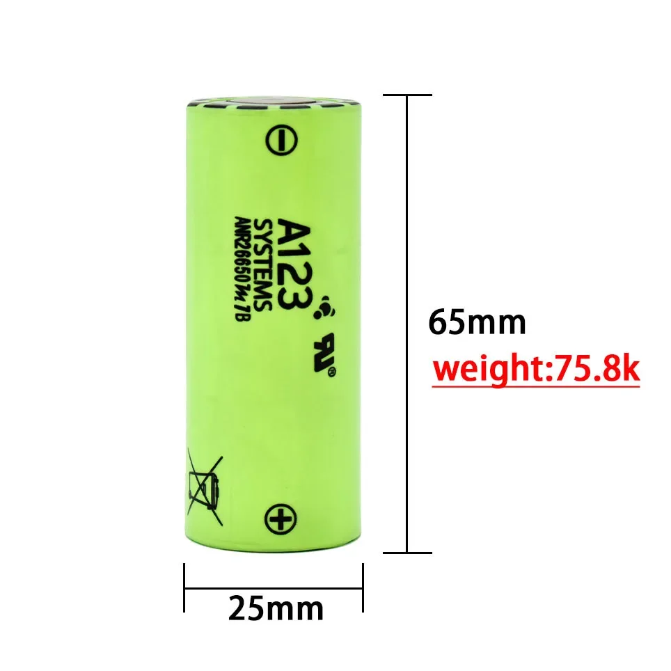 Newest A123 26650 Rechargeable Battery M1B 26650 2500mah 70a 3.7v Li-ion High Discharge