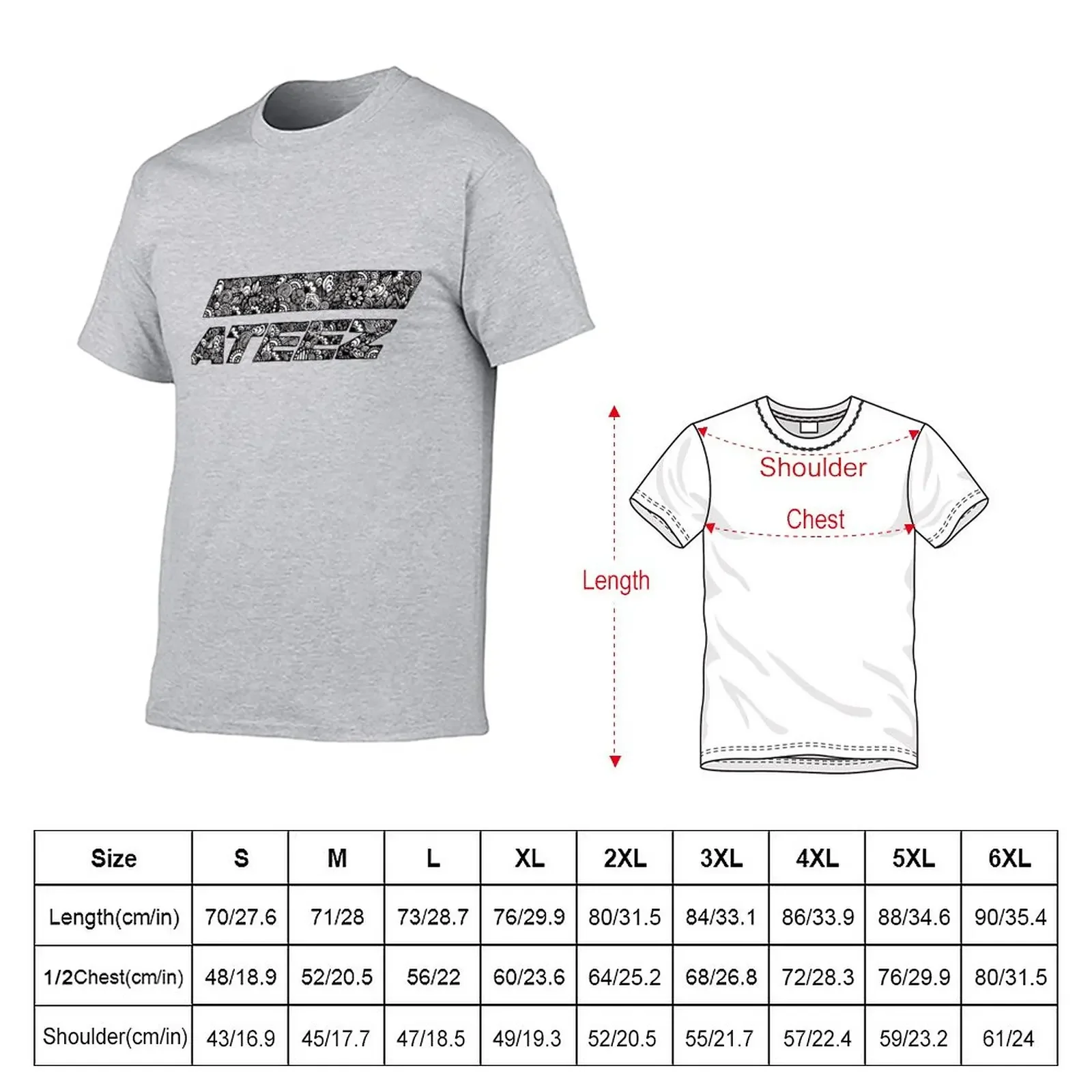 Zentangle Ateez logo T-Shirt customs design your own shirts graphic tees mens white t shirts